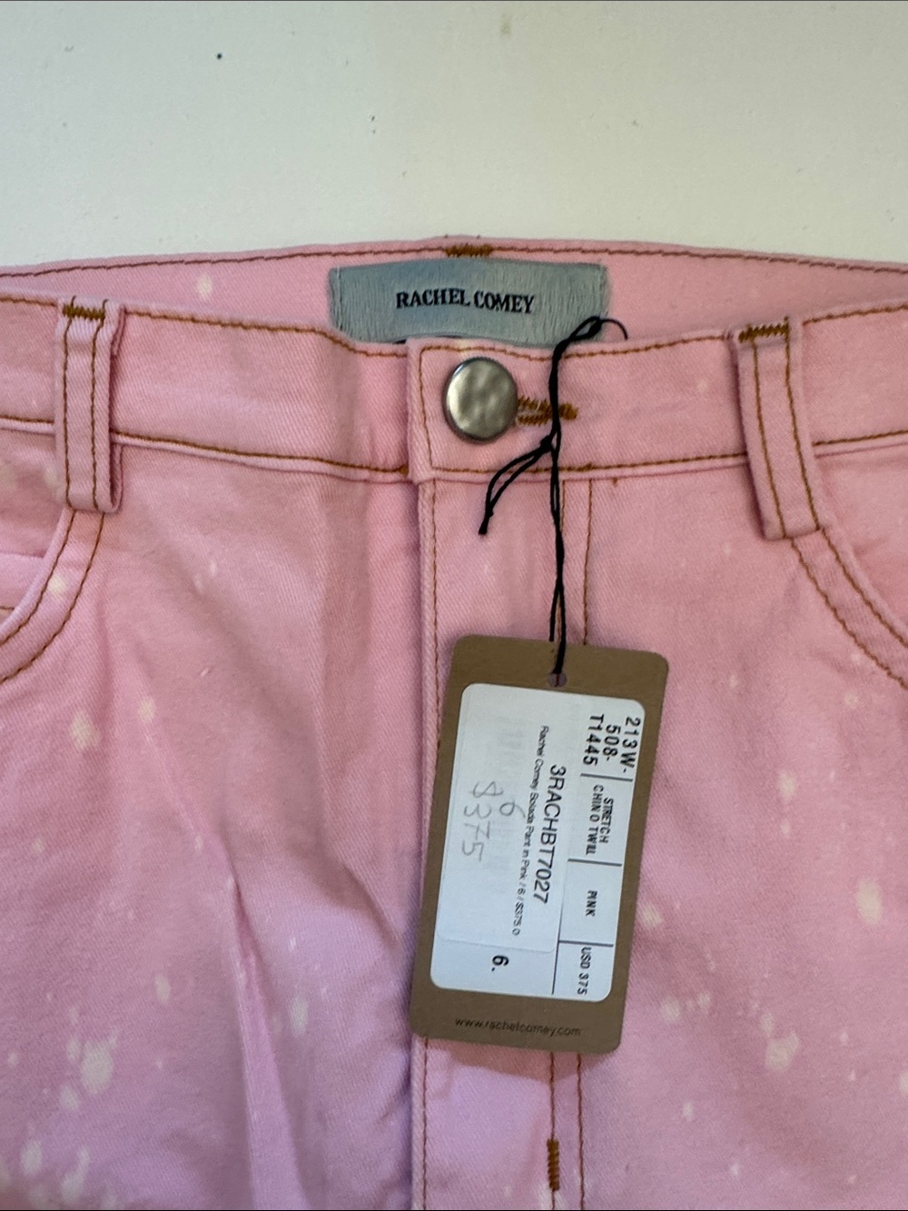Rachel Comey Blush Pink Denim Skirt with Subtle Bleach Details